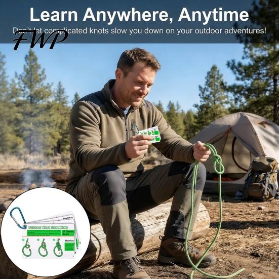 Survival Knots Chart 7Pcs/Set Knot Pocket Guide Cards with Carabiner 27 Classic Reference Camping Card Outdoor Climbing Backpacking Rope Tying Hiking