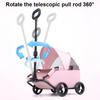 4 Wheels Pet Stroller for Small Dogs Cats Folding Shopping Cart with Canopy for Travelling Shopping Walking Playing