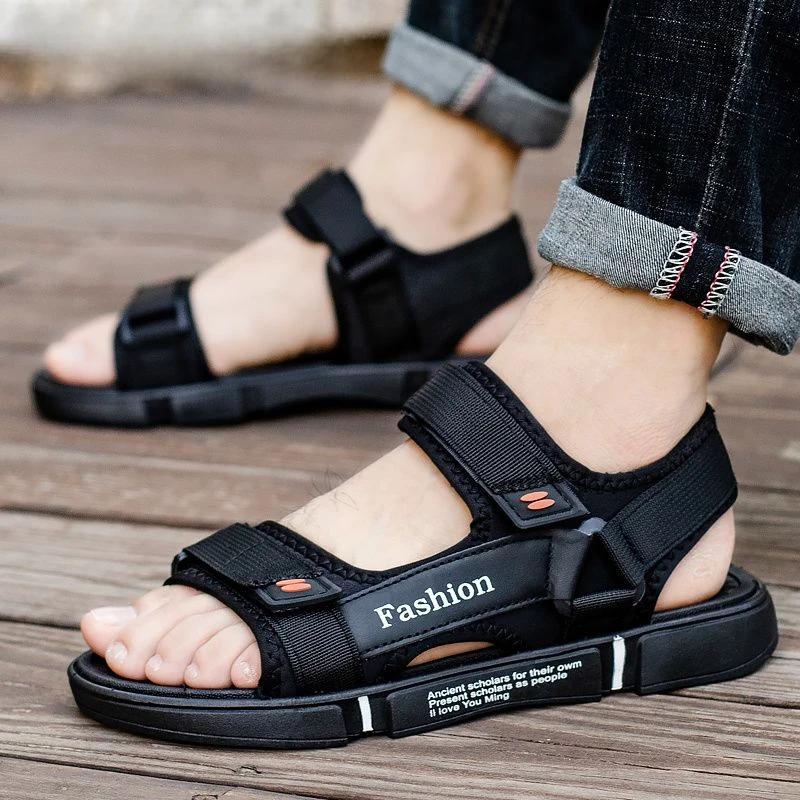 Мягкая нескользящая и водонепроницаемая пляжная обувь для мужчин Новое поступление Лето 2024 Распродажа Скидка V Низкая цена Мужские сандалии для отдыха на открытом воздухе