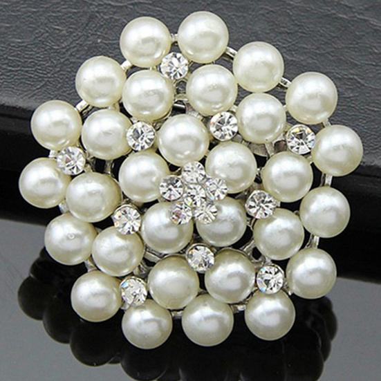 Breastpin Elegant Easy Matching Alloy Flower Faux Pearls Women Brooch Pin for Dating