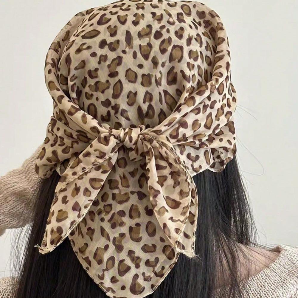 Thin Headband Leopard Print Neckerchief Fashionable Hairband Women