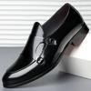 New Shoes for Men Genuine Leather Casual Dress Shoes Fashion Patent Leather Monk Shoes Street Cool Slip-on Loafers