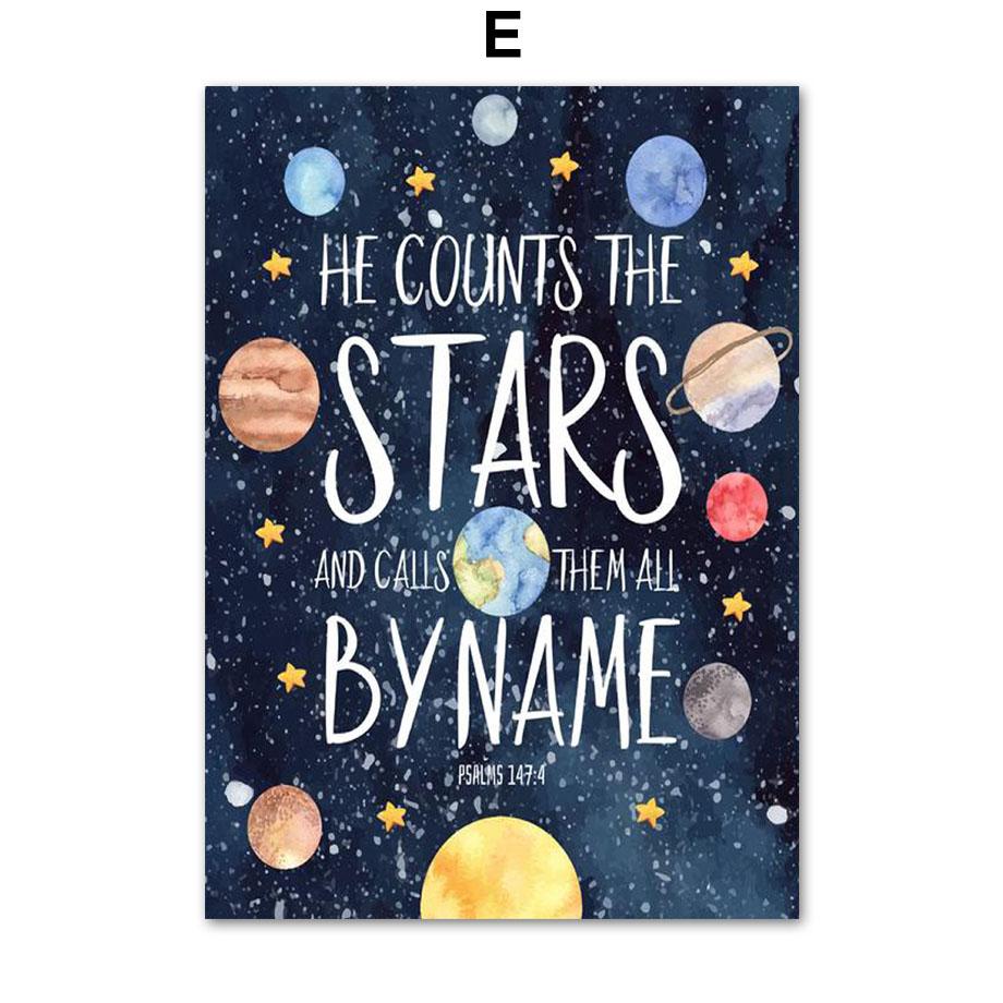 Мультфильм космический астронавт планета ракета космический корабль настенная живопись печать на холсте плакат на скандинавскую тему настенные панно декор для детской комнаты