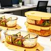 Большой стеклянный ланч-бокс с крышкой - Безопасен для микроволновой печи, подходит для студентов и офисных работников