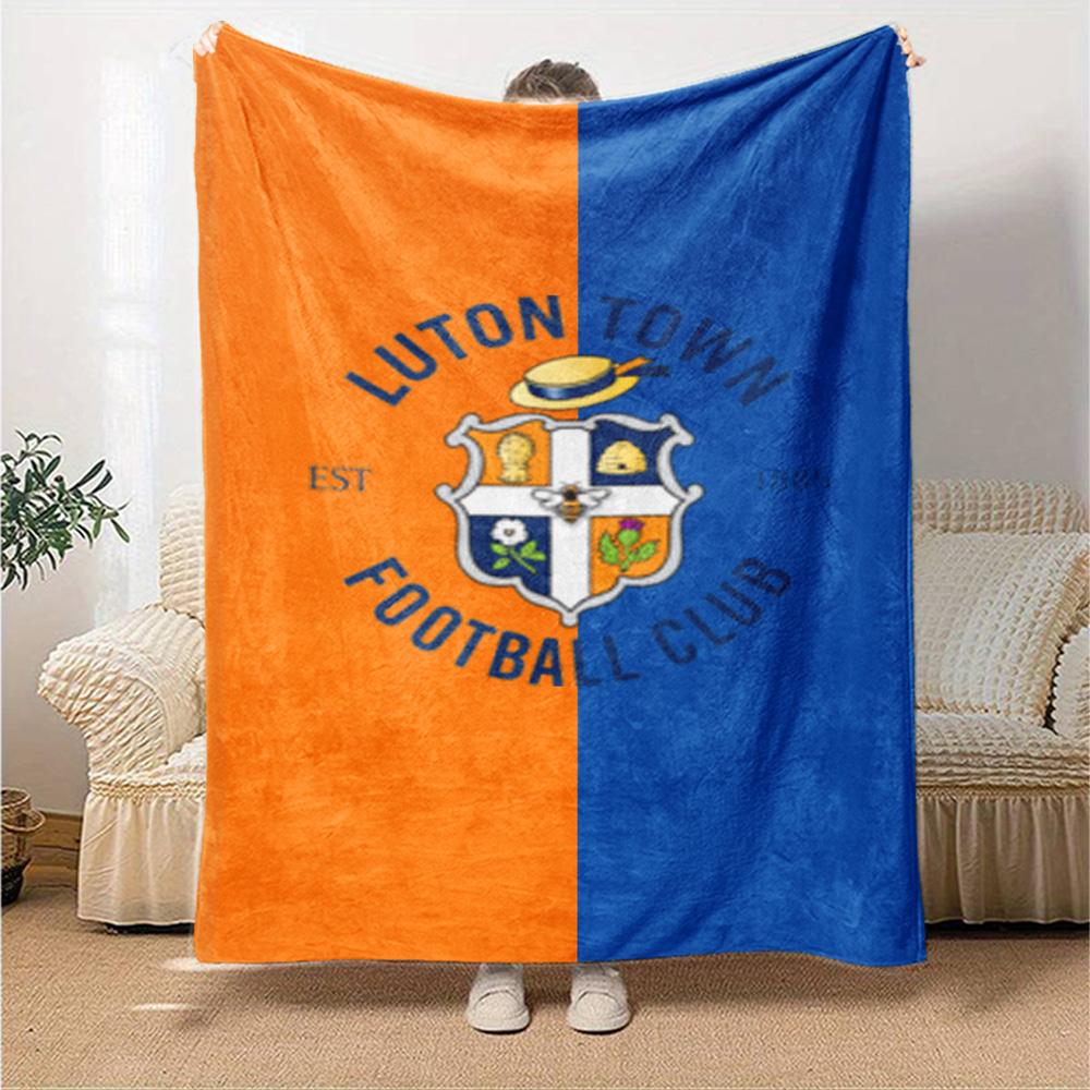 Luton Town FC Print Flannel Blanket High Quality Warm Comfortable Cover for All Seasons Perfect for Gifts Home Decor