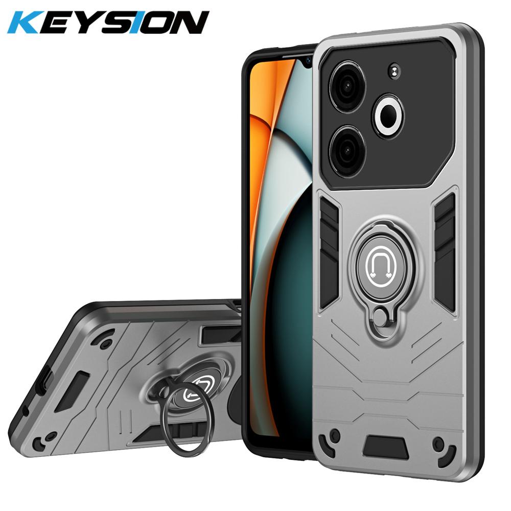 KEYSION Противоударный защитный чехол для Tecno Pova 6 Neo 4G, защитное кольцо для объектива камеры, подставка, задняя крышка для телефона для Tecno Pova 6 Neo 4G