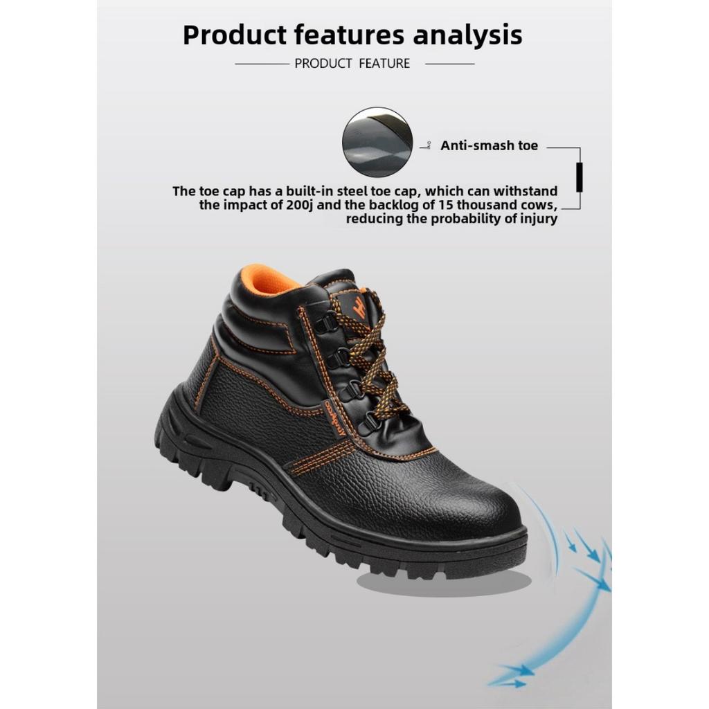 Обувь для страхования труда, мужская обувь с высоким берцем, устойчивая к ударам и проколам, защитная обувь для строительных площадок, рабочая обувь с резиновой подошвой