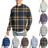 Мужская повседневная мода удобная клетчатая круглая горловина пуловер толстовка свитшот