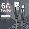 6A сверхбыстрый кабель Type-C с нейлоновой оплеткой для устройств Huawei, Samsung, Android мощностью 100 Вт