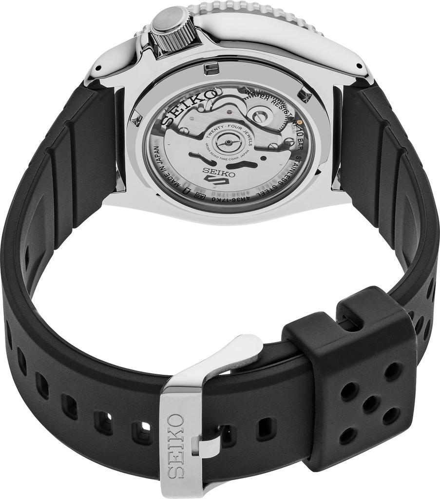 Seiko Автоматические часы 5 Sports с корпусом из нержавеющей стали и люминесцентными стрелками Стильные черные мужские часы Seiko 5 Sports - Часы, Оранжевый,