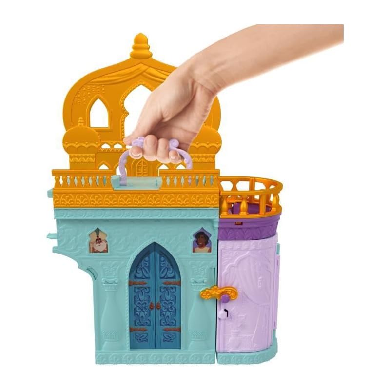 Mattel Disney Princess Jasmine and the Castle Castle Mini and Accessories HLW93 (Stackable Series! Doll) [Dress-up Doll, Castle] [House Included]