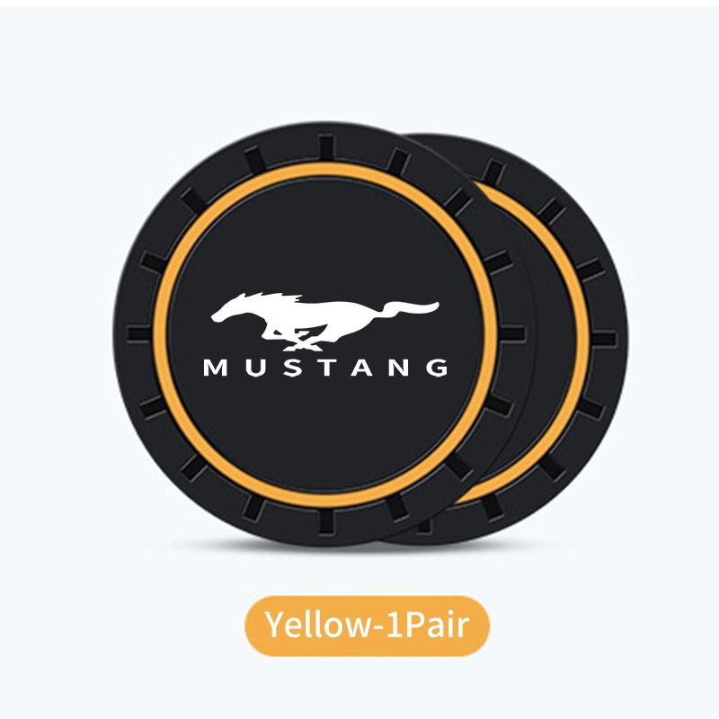 For Ford 2Pcs Car Logo Silicone Coaster Anti-Slip Water Cup Drink Mats Auto Accessories Escort KA Flex Everest KA Expedition