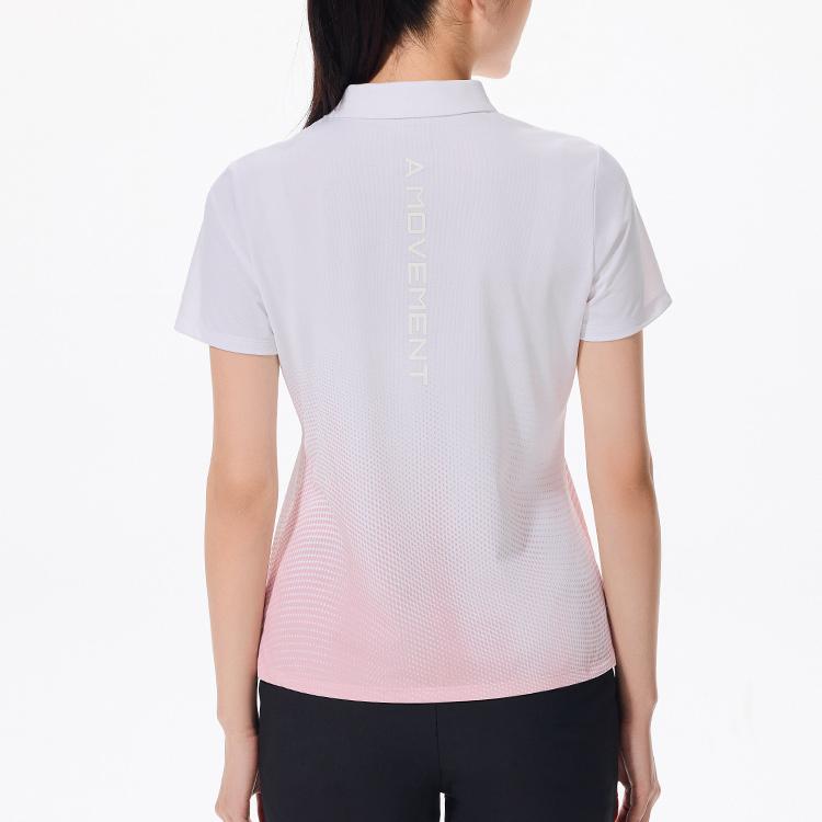 Anta Champion Series Gradient Logo Letter Pullover Polo Shirt Women tops Cloud-Mist-Pink 162320142-3