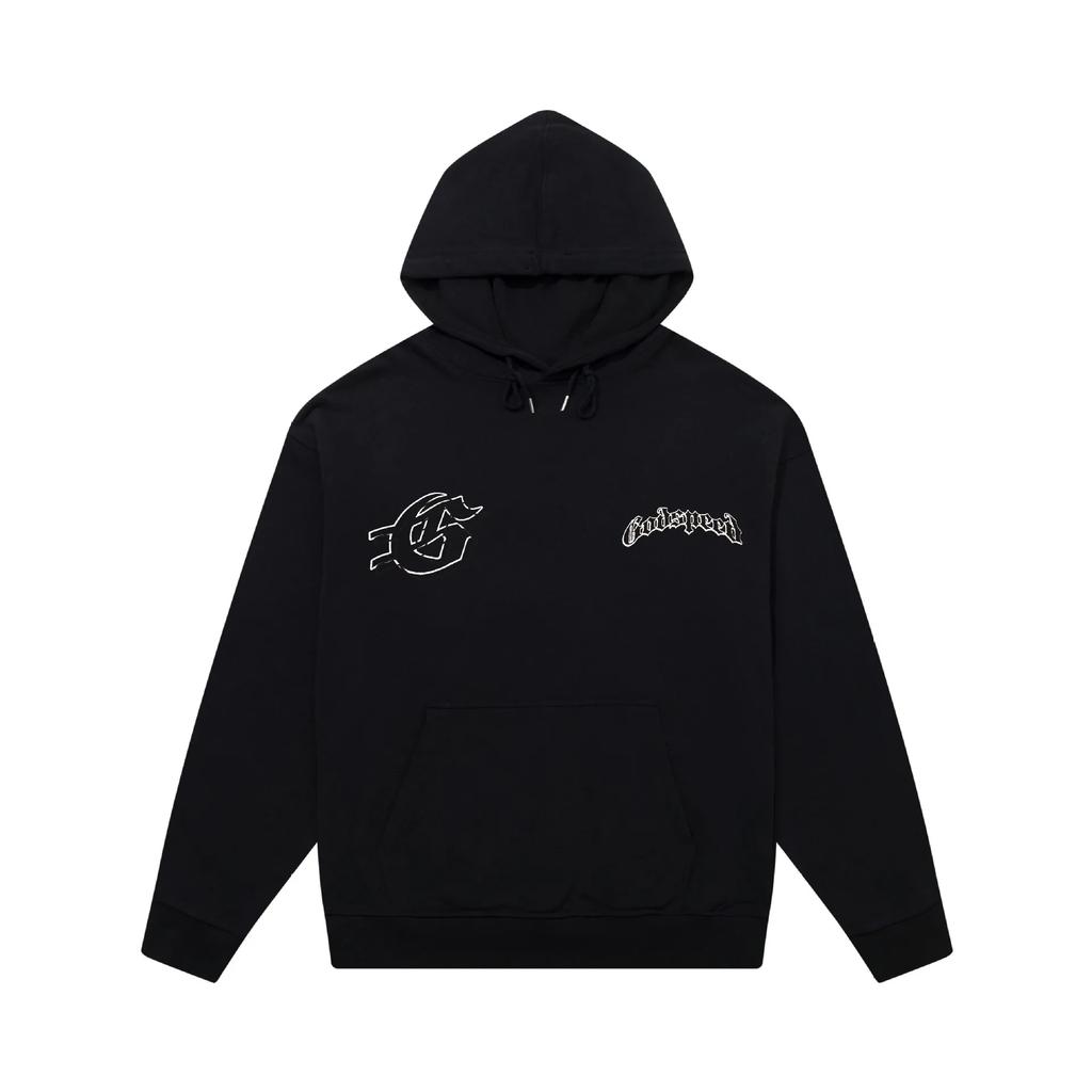 Godspeed Хлопковая толстовка с капюшоном, тяжелый хлопок, длинный рукав, с принтом, унисекс, Хай стрит, Хип-хоп стиль, Повседневная, Свободный крой, Уличная одежда