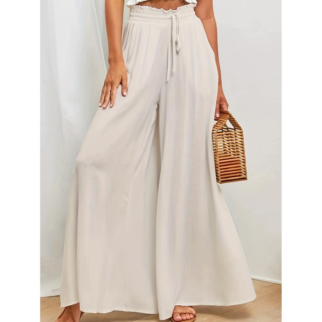 Летние женские повседневные брюки широкого кроя с эластичным поясом для похудения