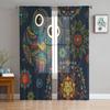 Owl Colorful Flowers Window Treatment Tulle Modern Sheer Curtains for Kitchen Living Room the Bedroom Curtains Decoration