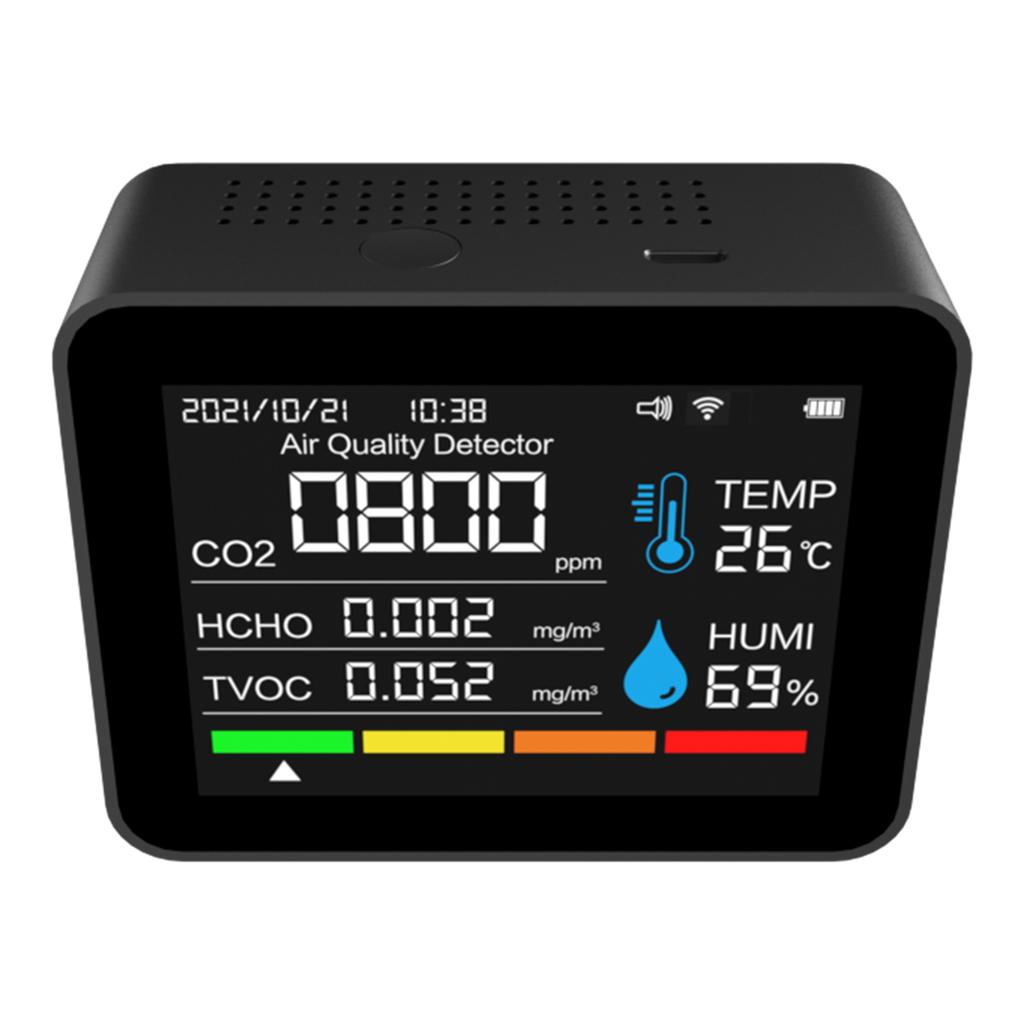 Монитор качества воздуха в помещении 12 функций WiFi Термометр Гигрометр WiFi для приложения Tuya Smart с 2,8" цветным дисплеем Поддержка Alar