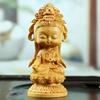 Woodcarving Cartoon Guanyin Statue  Hand Carving Solid Wood Buddhist Feng Shui Guanyin Home Room Office Decoration  Statue