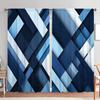 2 шт. Синяя штора с геометрическим принтом для домашнего декора - Шторная лента для карниза, оконное оформление для спальни, офиса, кухни