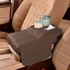 2 Cup Holder Center Console Pad PU Leather Vehicle Armrest Cushion Universal Car Armrest Box  Sedan