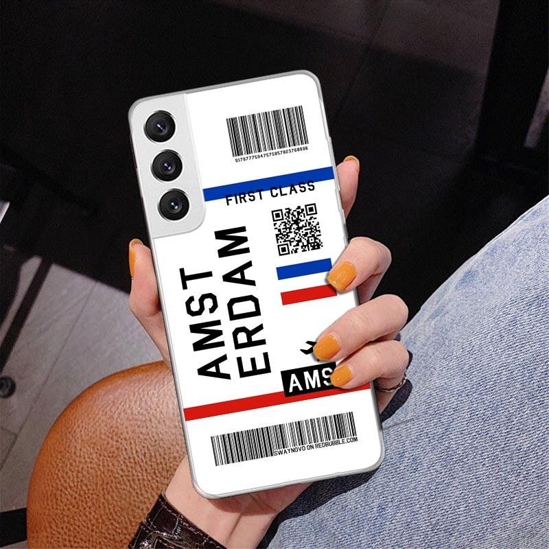 Билет на путешествие Наклейка Чехол для телефона для Samsung Galaxy S26 S25 Edge S23 S24 Ultra S22 Plus S21 S20 FE Уникальная крышка Мягкий чехол Galaxy