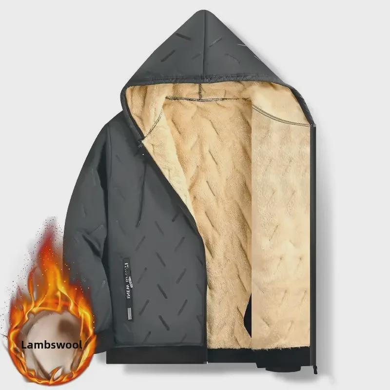 Men's Hooded Lambskin Velvet Winter Jacket