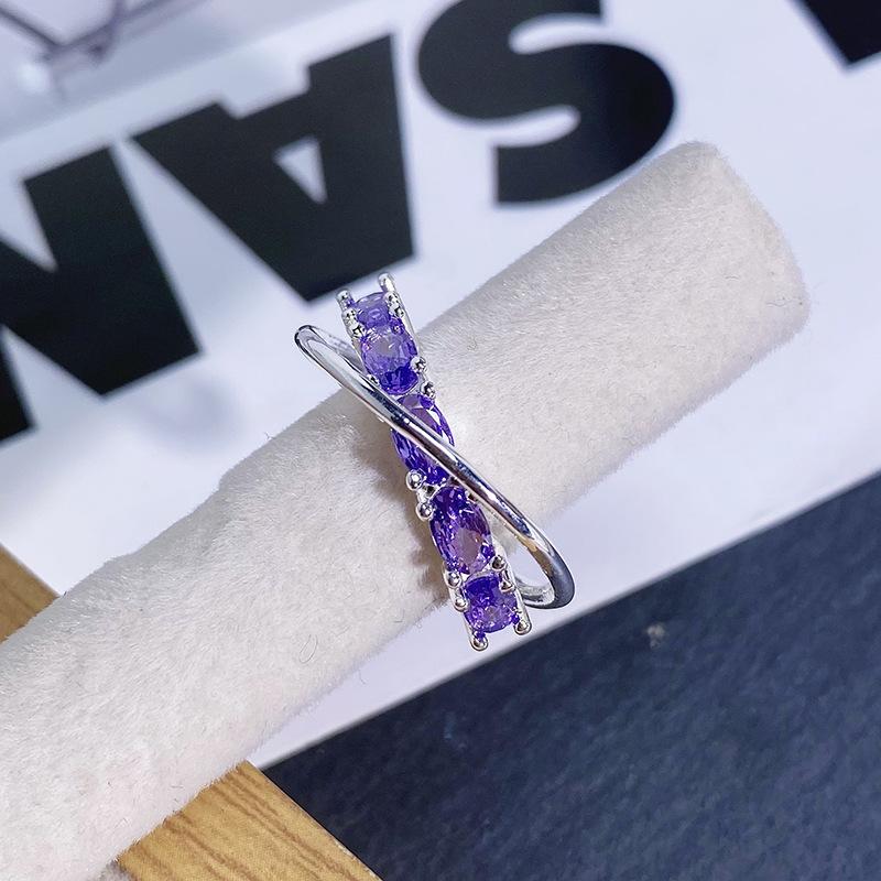 Nine Purple Fire Enamel Oil Dripping Butterfly Row Diamond Opening Ring Super Immortal Light Luxury Advanced Sense Explosive Personality Ring Female