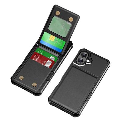 ZM11 Чехол для iPhone 16 с слотом для карт и подставкой, чехол для телефона из ПУ+ТПУ