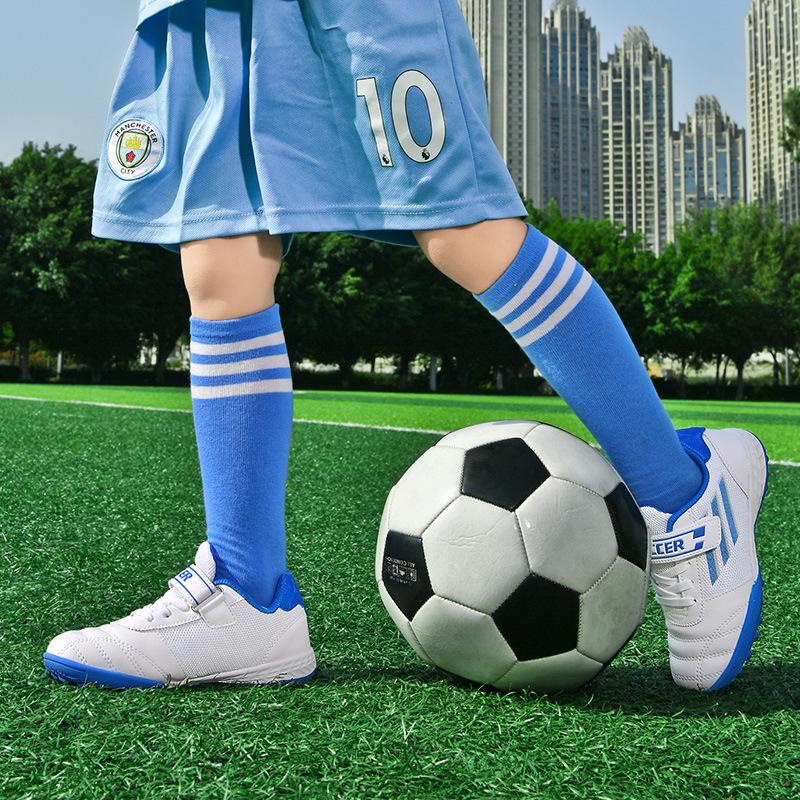 New Football Shoes Men and Women Children Velcro TF Broken Nails Young Students Grass Flat Training Shoes