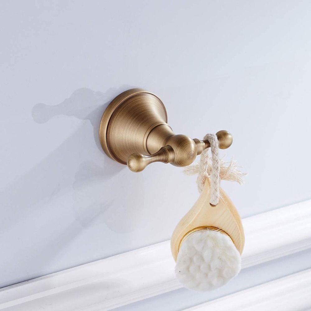 Wall Mount Antique Brass Towel Hook Double Hook Door Wall Hook Retro Robe Hooks  Home Decor