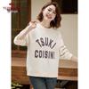 Yu Zhaolin Women's Casual Letter Print Loose Sweatshirt
