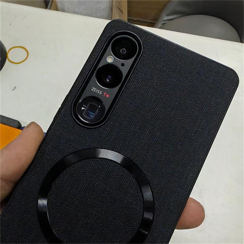 Чехол для Sony Xperia 1 VI 10VI 10 5 1 V IV 1 III Магнитный Для MagSafe Роскошный Силиконовый Задний Чехол с Рисунком под Лен Ударопрочный Бампер