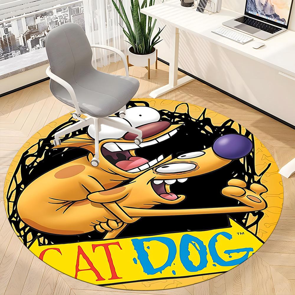 1pc CatDog Office Round Area Rug,Bedroom Living Room Home Decor, Room Deco a1016062