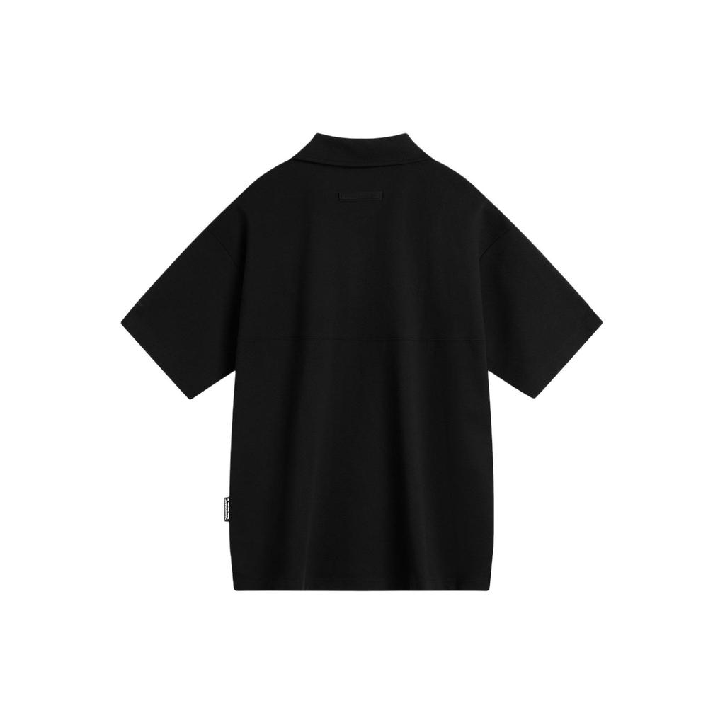 Li Ning CF Outdoor Series Solid Color Casual Sports Short Sleeve Polo Shirt Men Polo Shirts Black APLU247-1