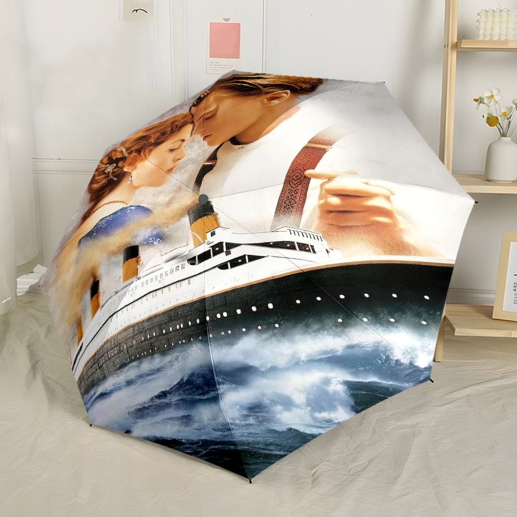 Love On The Titanic Automatic Umbrella Retractable Design with 8-Rib Durability Durable Plastic & Iron for Outdoor Daily Use Fashion Lovers