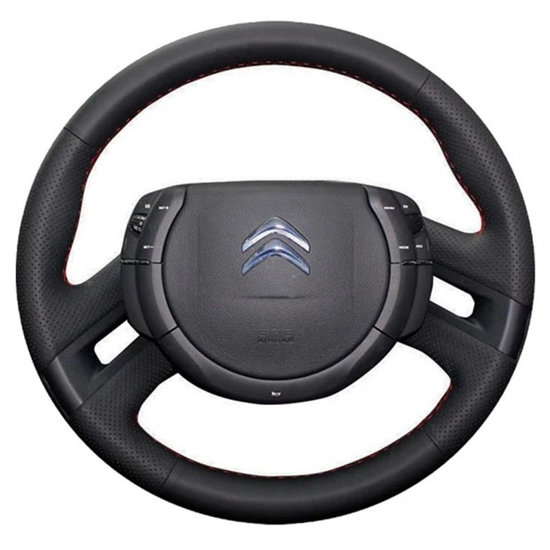 Чехол на руль автомобиля из искусственной кожи, ручная прошивка DIY, для Citroen C4 Picasso 2007-2013, обмотка руля, аксессуары для автомобиля