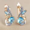 Exquisite Wings Aqua Blue Zircon Drop Earrings Luxury Gold Color Wedding Party Earrings Jewelry Gifts