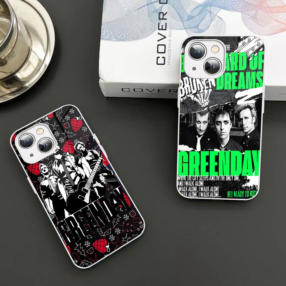 Rock Band G-Green Day For IPhone 14 13 12 Mini 11 Pro XS Max X XR 14 Plus Tempered Glass Cover
