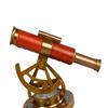 13.97 Cm Brass Telescope with Compass Nautical Spyglass Decor Red Leather