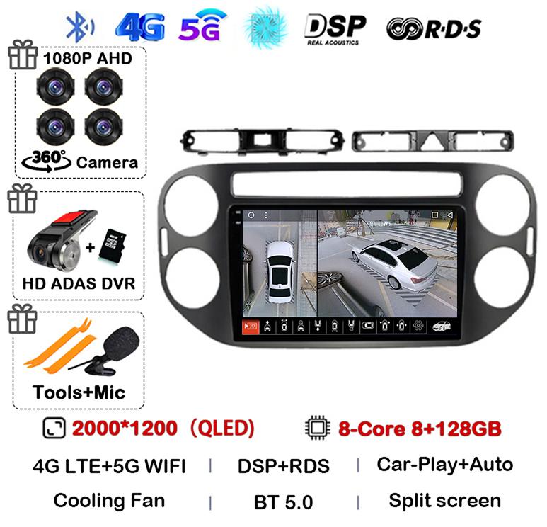 Android 14 Auto Carplay для VW Volkswagen Tiguan 1 NF 2006 2008-2012 2013 2014 2015 2016 Автомобильный Радио Мультимедиа GPS Плеер Стерео