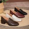 Retro Loafers Soft Leather Heels Two-way Shoes College Style Small Leather Shoes Slip-on Shoes for Women Thick Heels High Heels