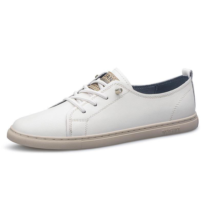 Fashion Genuine Leather Lace-up Fashion Sneakers Unisex Casual Skateboarding Shoes Memory Foam Insole Spring Comfortable Walking Shoes