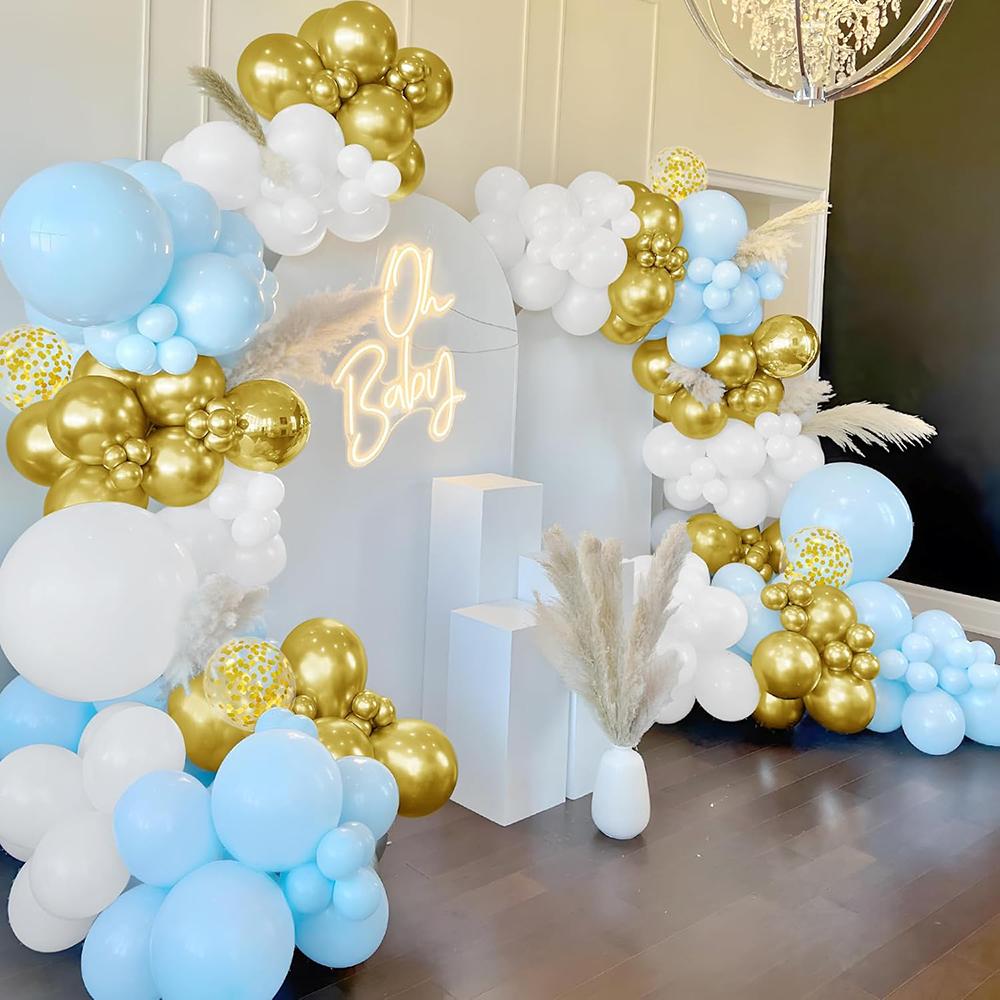 Blue Balloon Garland White Gold Confetti Balloons Arch Kit Baby Shower Wedding Anniversary Kids Birthday Party Decoration Globos