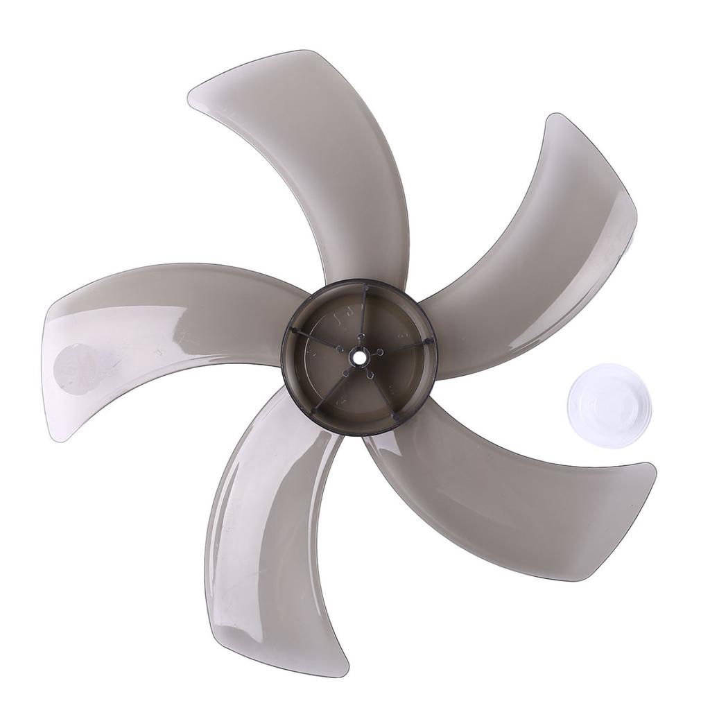Black 16 Inch Household Plastic Fan Blade Five Leaves with Nut Cover for Standing Pedestal Fan Table Fanner General Accessories