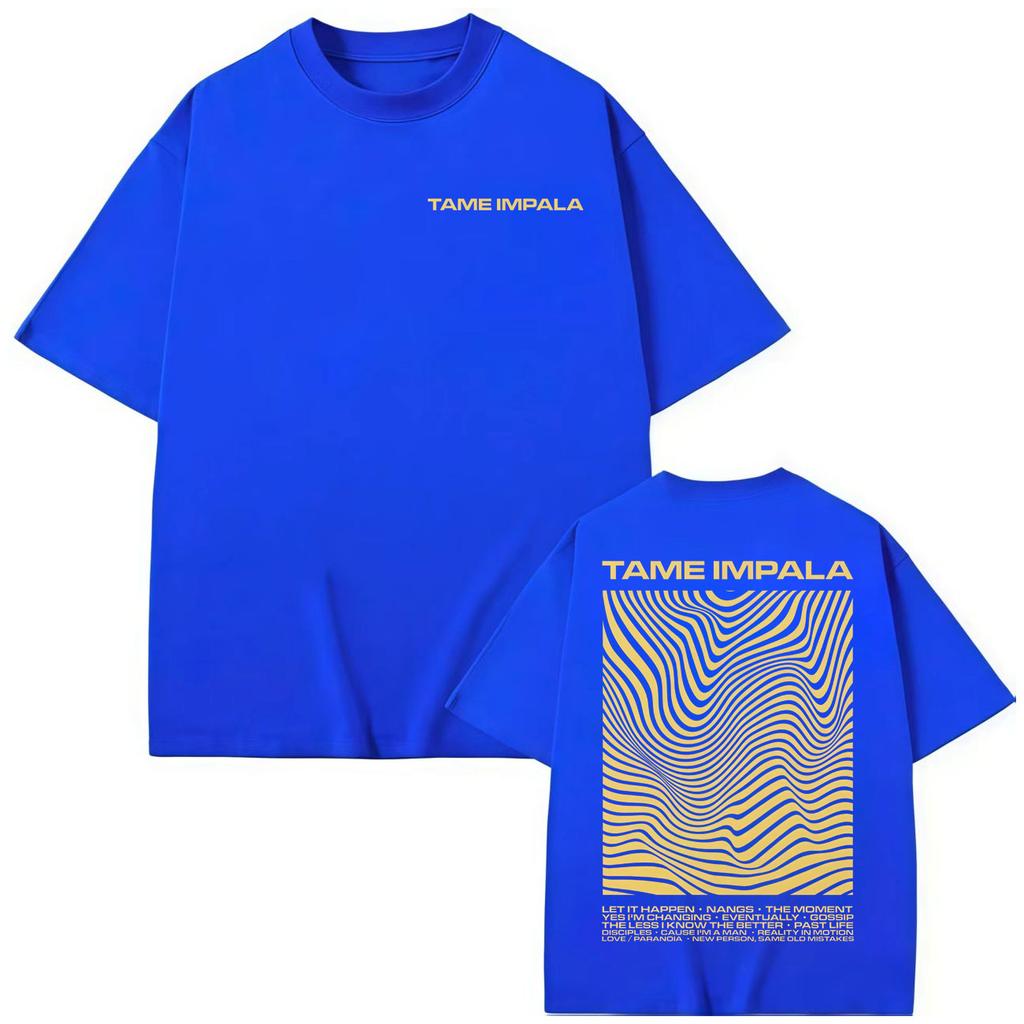 Футболка с мерчем группы Tame Impala Высококачественная Модная Оверсайз Футболка Мужская Женская Летняя Повседневная Футболка с Коротким Рукавом