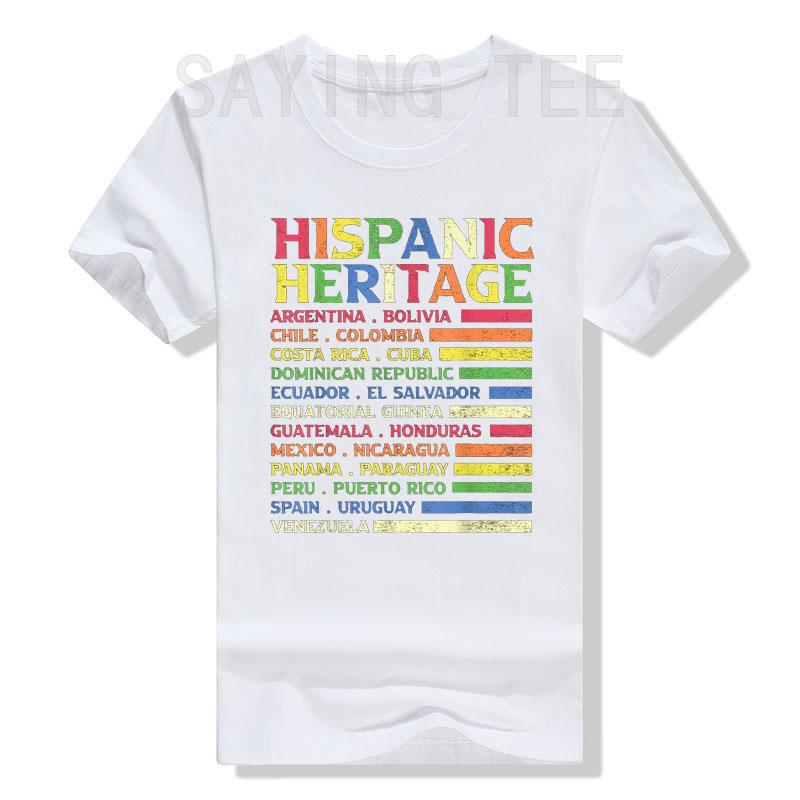 Hispanic Heritage Month National Latino Countries Flag T-Shirt Letters Printed Graphic Tee Top La Herencia Hispana Women Clothes