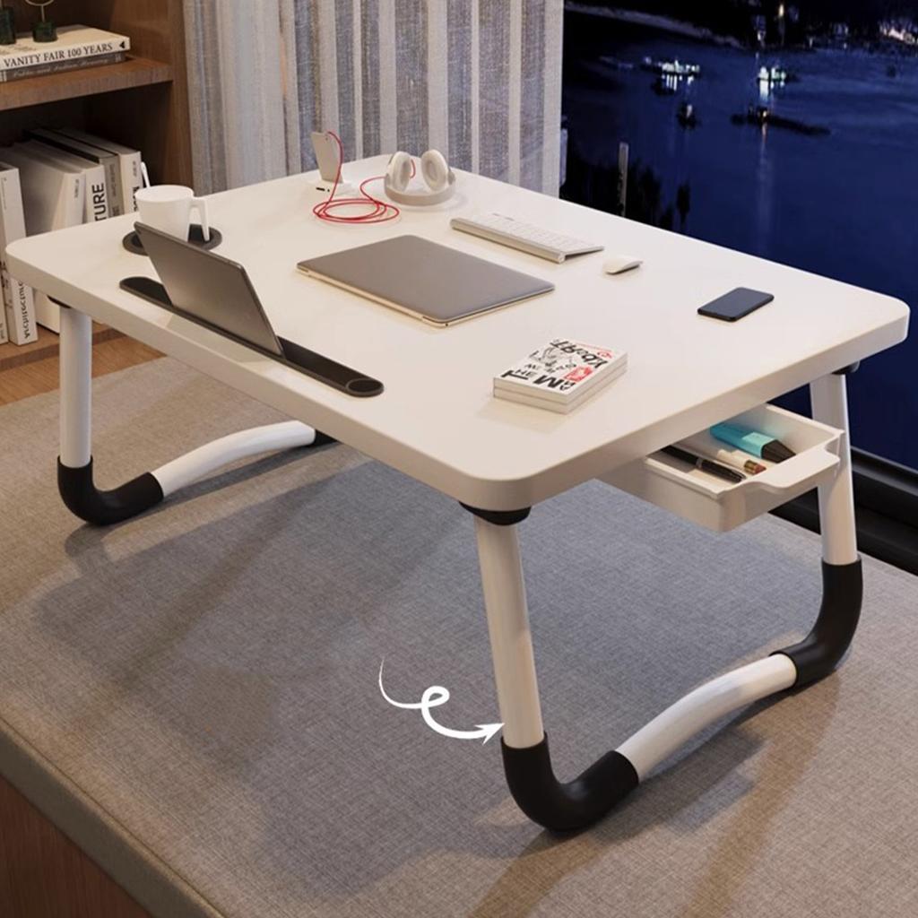 Столик для ноутбука в кровать складной портативный поднос-подставка для кровати с подстаканником и ящиком для дивана, пола, для чтения, письма, еды