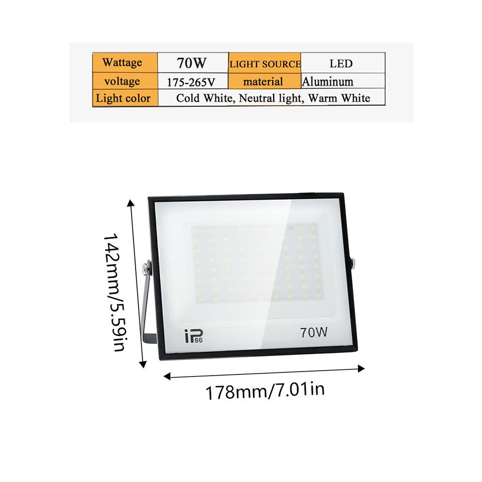 LED Floodlight AC220V 20-300W Outdoor Waterproof IP66 Aluminum Material Suitable For Driveway Corridors Construction Sites Light