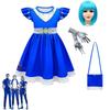 Kids Zombies 3 Cheerleader Cosplay Costume Halloween Dress Bag Wig Suit Gift Set
