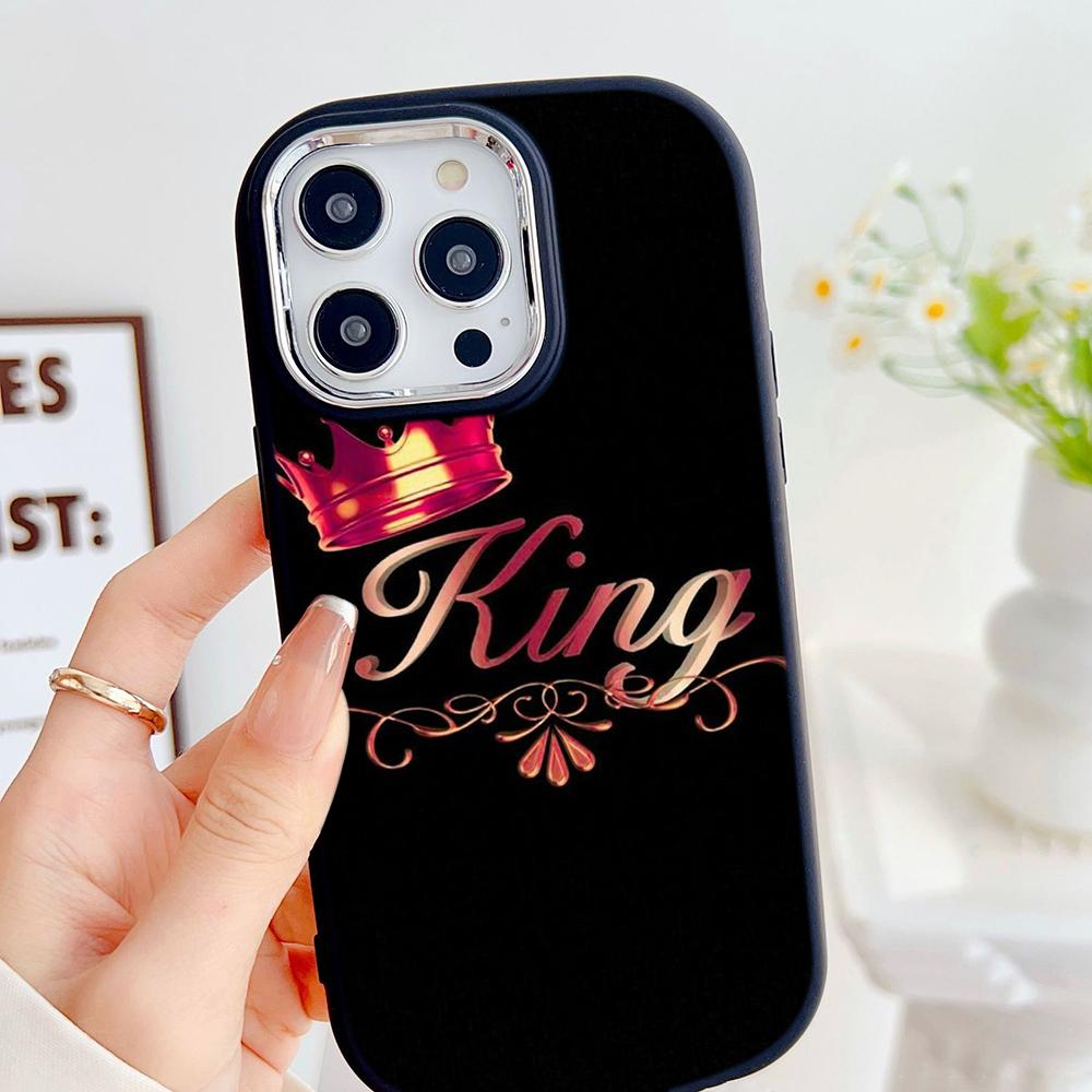 LZ29 Королева король корона пара мягкий чехол для телефона Samsung S24 Ultra S23 Plus S21 FE A16 A54 A34 A05 Infinix Hot 40 30i защита объектива противоударный чехол